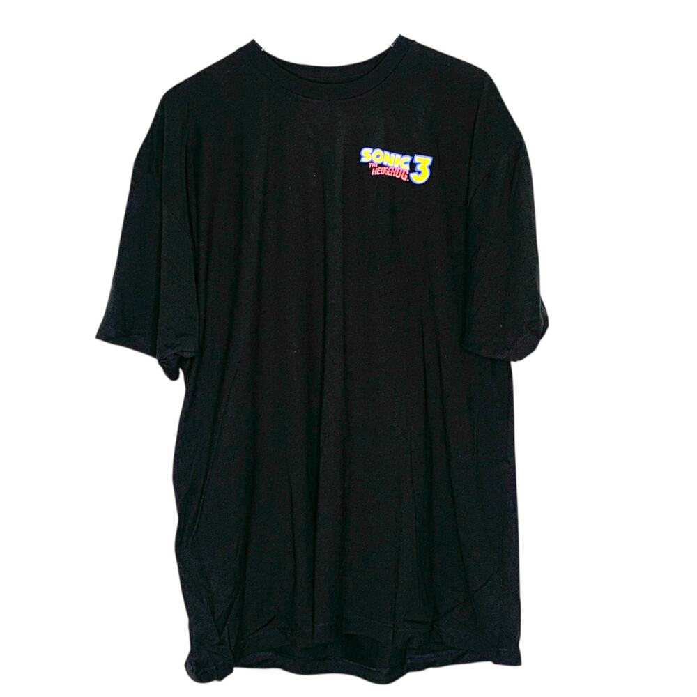 Sonic the Hedgehog 2X NEW Adult T-Shirt Sonic 3 Lapel Box Art Back Hot Topic